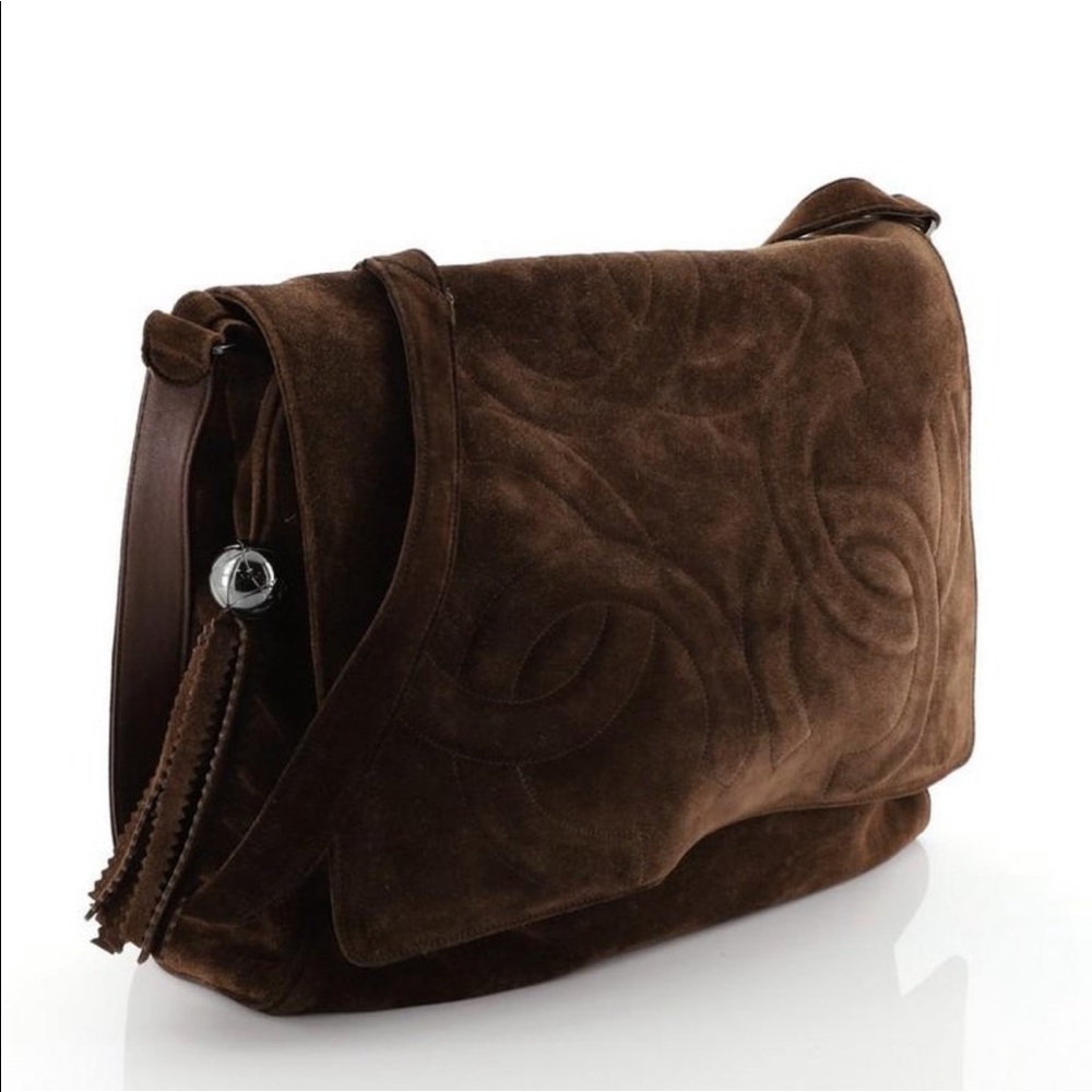 Brown Chanel suede bag circa 1993